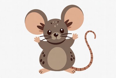Cute cartoon mouse with big ears