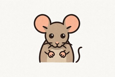 Cute cartoon mouse with big ears