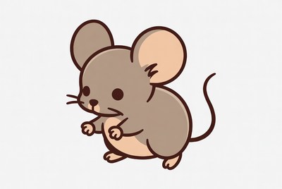 Cute cartoon mouse standing still