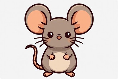 Cute cartoon mouse standing still