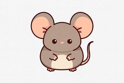 Cute mouse character with big ears