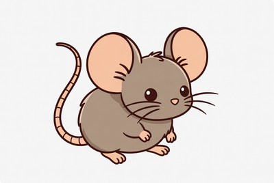 Cute cartoon mouse with big ears
