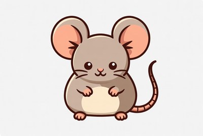 Cute cartoon mouse with big ears
