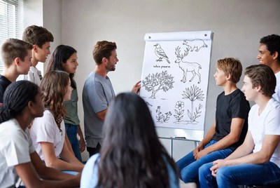 Group learning about animals and plants