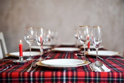 Dining table set for celebration meal
