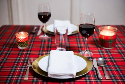 Dinner setup with wine and candles