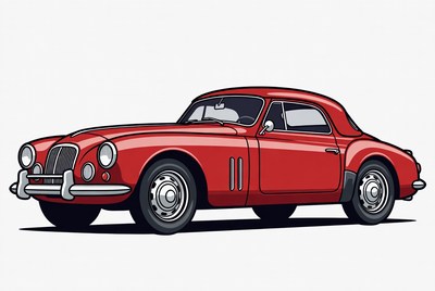 Classic red car illustration on plain background