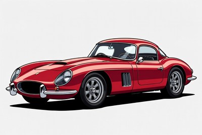 Classic red sports car on display