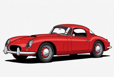 Classic red sports car parked on street