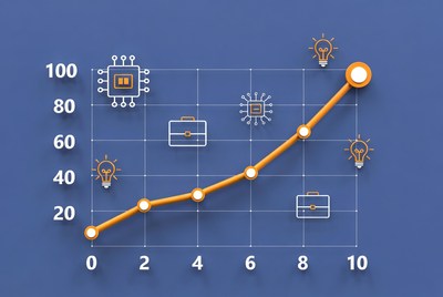 Growth chart showing business progress over time
