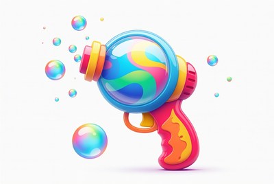 Colorful bubble gun with bubbles