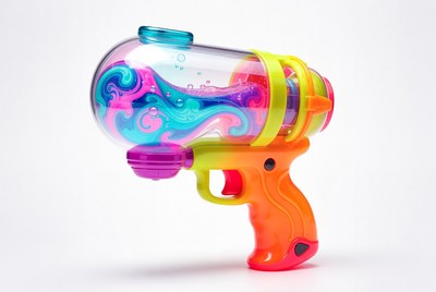 Colorful water gun with swirling liquid