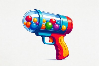 Colorful toy gun with balls