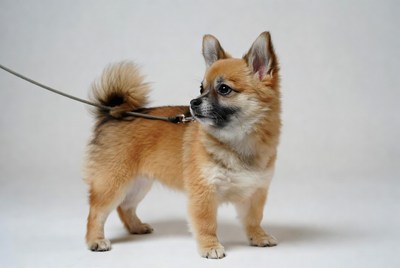 Small dog on a leash