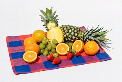 Fresh fruits on a checkered cloth