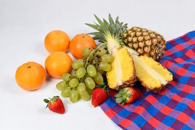 Fruits on a checkered cloth