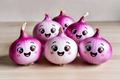 Happy onions in a group
