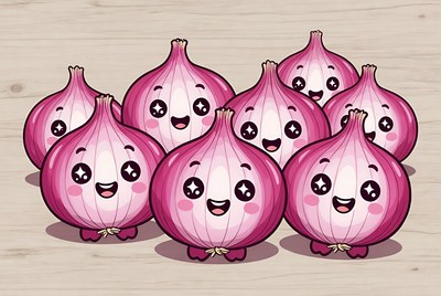 Happy onions in a group
