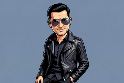 Stylish man in black leather jacket