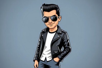 Stylish character in leather jacket