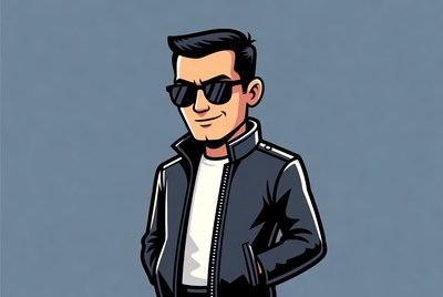 Stylish character in sunglasses standing