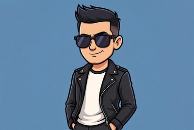 Cartoon character in sunglasses and jacket