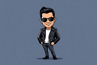 Man in leather jacket with sunglasses