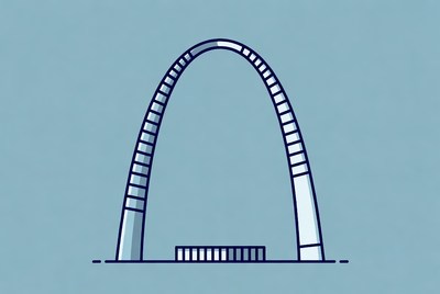 Arch rises above a flat ground