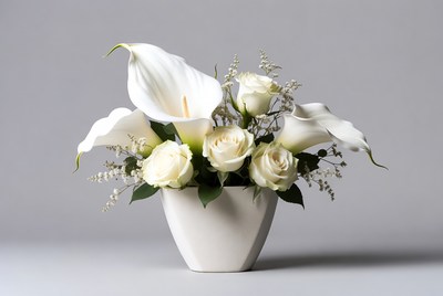 White flowers in vase arrangement for events