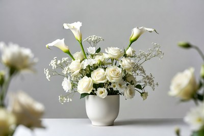 White flowers in a simple vase