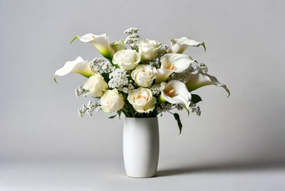 White flowers in simple vase