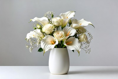 White flowers in a simple vase