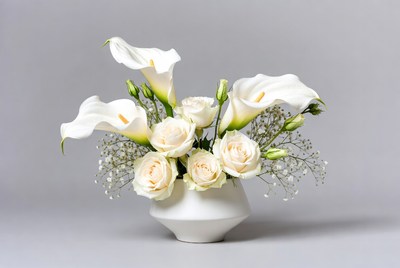 White flowers in a simple vase
