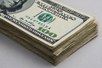 Stack of one hundred dollar bills