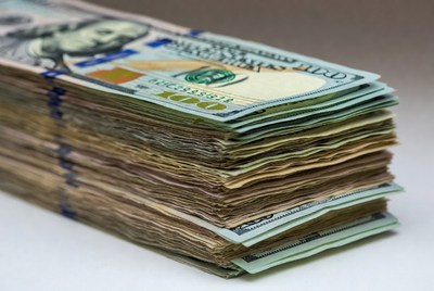 Stack of cash on a table