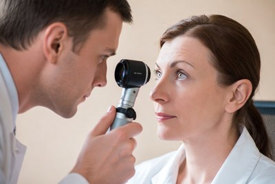 Eye examination in a clinic setting