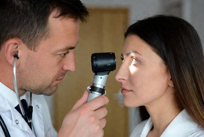 Eye examination in medical office