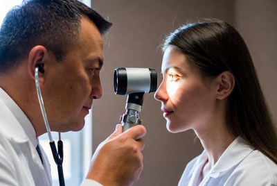 Eye examination in a clinic setting