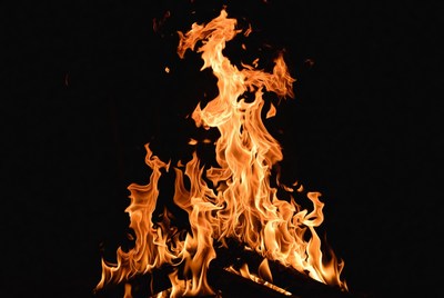 Flames dancing in the dark night