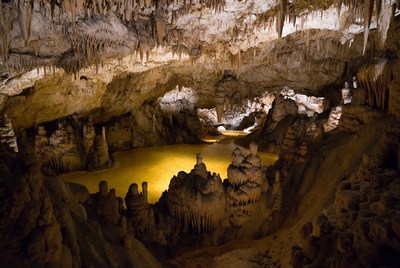 Cave with water pool underground