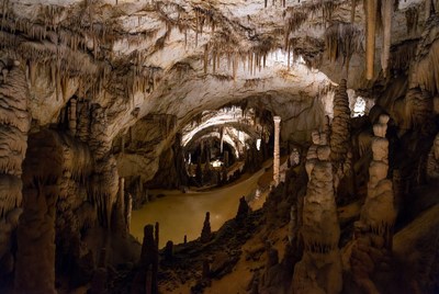 Stalactites and stalagmites in cave
