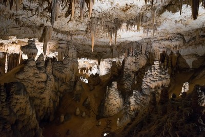 Exploring underground cave formations in detail