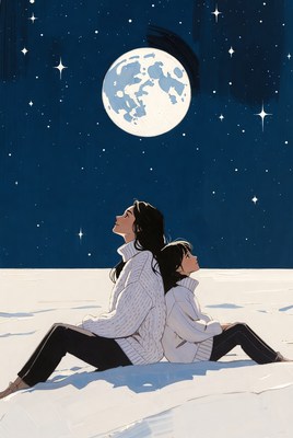 Sitting under the bright moon