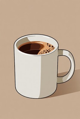 Coffee mug on a flat surface