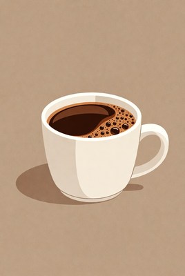 Freshly brewed coffee in a cup