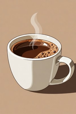 Warm cup of coffee on table