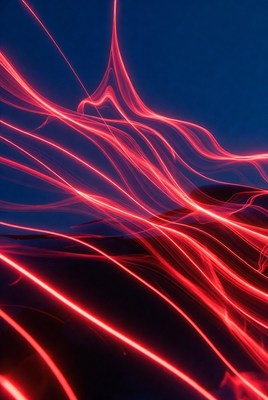 Bright red light lines at night