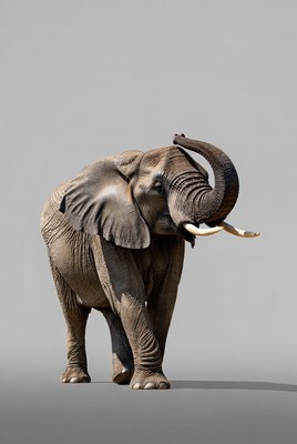 Elephant standing on gray background