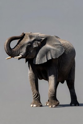 Elephant standing on gray background