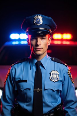 Police officer at night